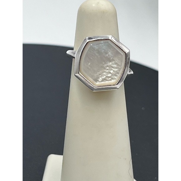 Kendra Scott Mother of Pearl Davis Sterling Silver Cocktail Ring Sz 5 - Picture 3 of 14